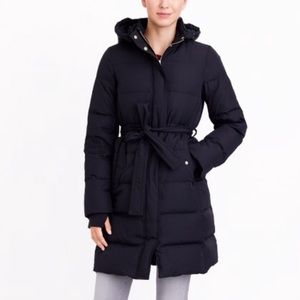 J Crew Factory long belted puffer